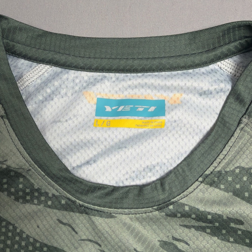 Yeti Cycles MTB Jersey Mens Large Sage Green Tiger Stripe Camo Trail Cycling Tee - Picture 9 of 12